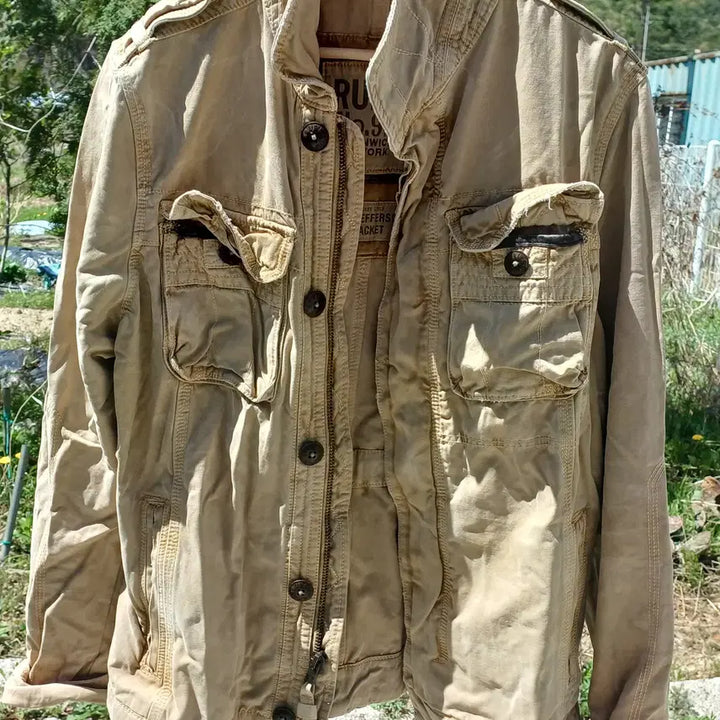 [BUNJANG] RUEHL No.925 Light Brown Leather Trim Over Stitch Military Jacket Jefferson Jacket (Men&