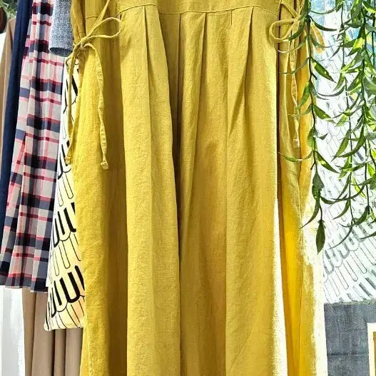 [BUNJANG] Linen Yellow Maxi Dress / [새상품]린넨/마 옐로우 원피스