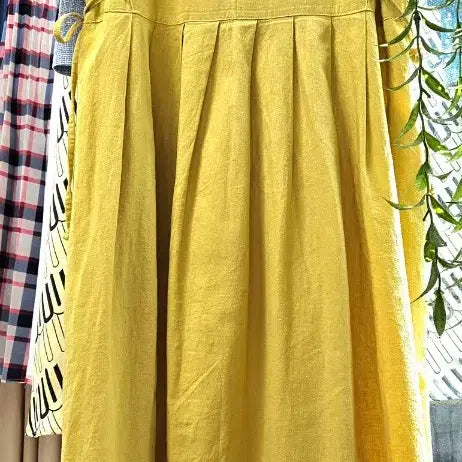 [BUNJANG] Linen Yellow Maxi Dress / [새상품]린넨/마 옐로우 원피스