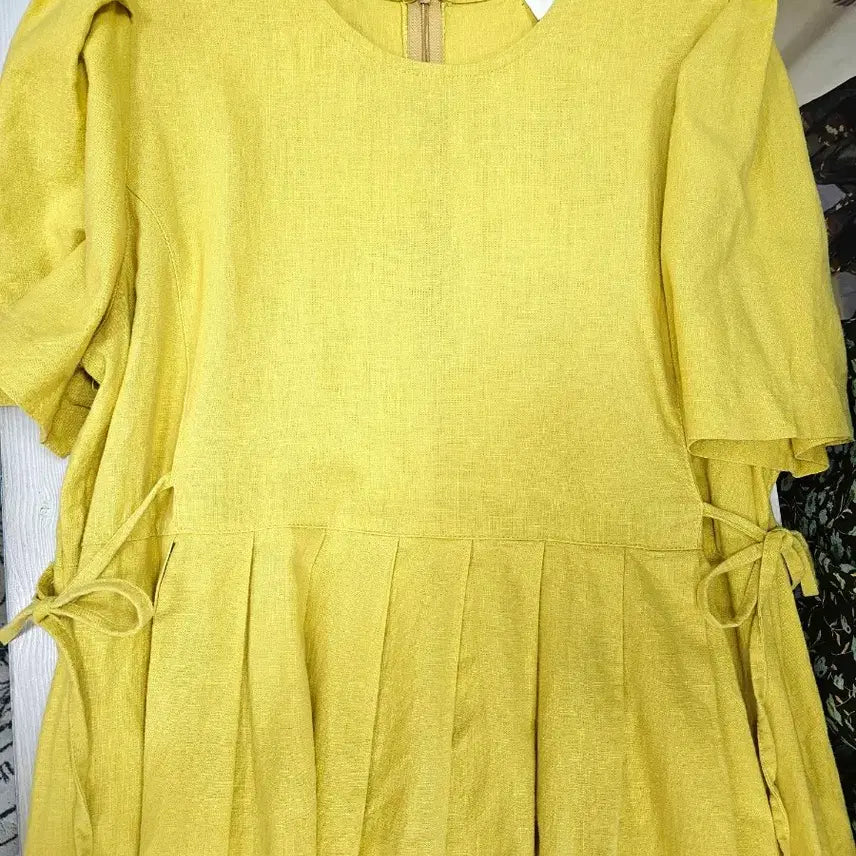 [BUNJANG] Linen Yellow Maxi Dress / [새상품]린넨/마 옐로우 원피스
