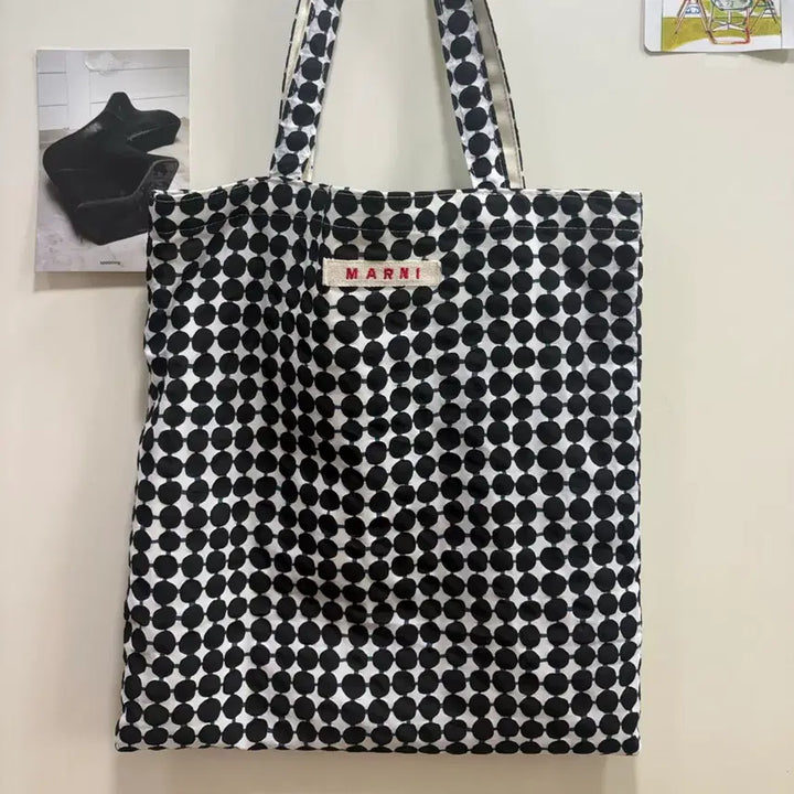 [BUNJANG] Marni Black Dot Pattern Tote Bag / 마르니 블랙 도트패턴 토트백 에코백