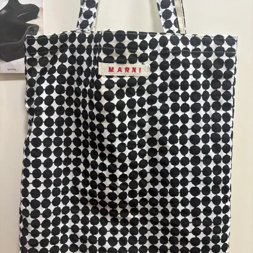[BUNJANG] Marni Black Dot Pattern Tote Bag / 마르니 블랙 도트패턴 토트백 에코백