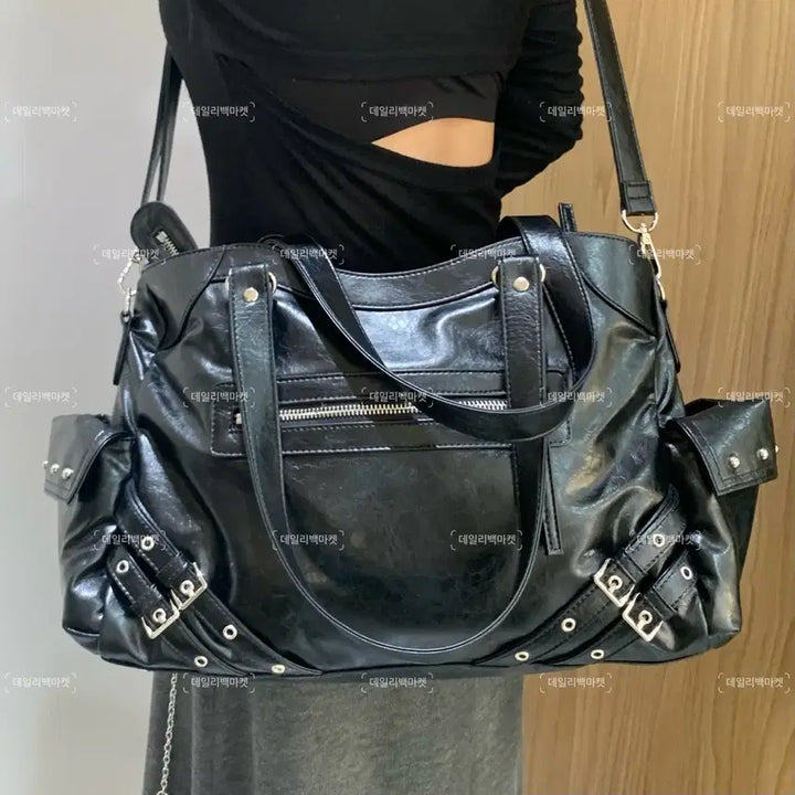 [BUNJANG] Deinet Stud Pocket Big Bag Black / 다이닛 deinet 스터드 포켓 빅백 블랙