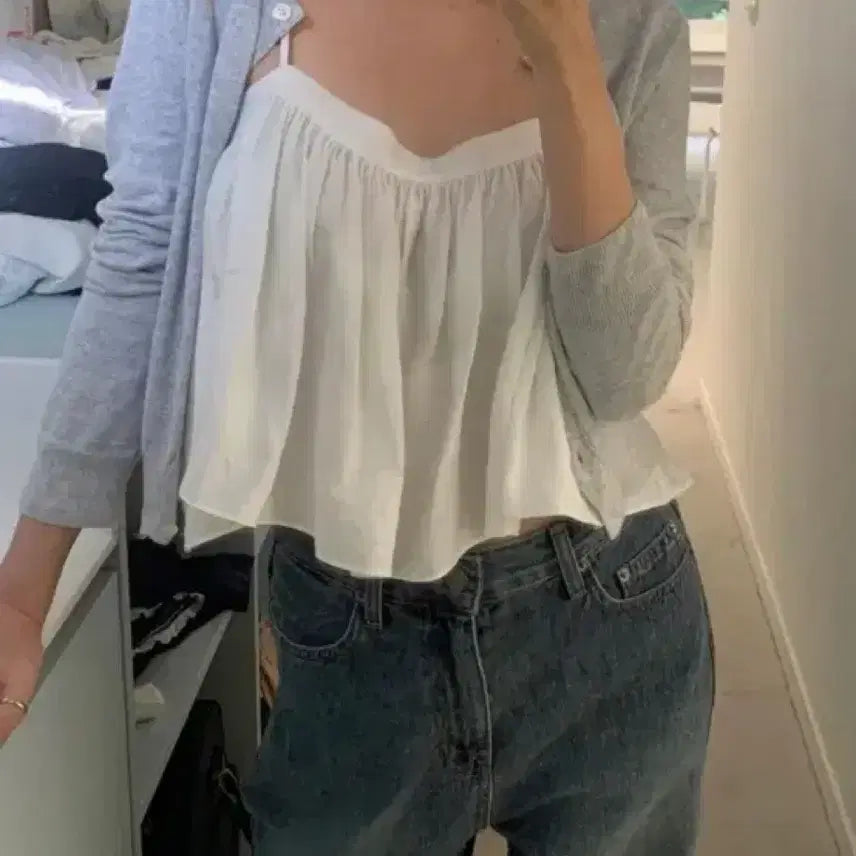 [BUNJANG] Thanat Bridge Shirring Top Blouse White / (새상품) 타낫 브리지 셔링 탑 블라우스 화이트