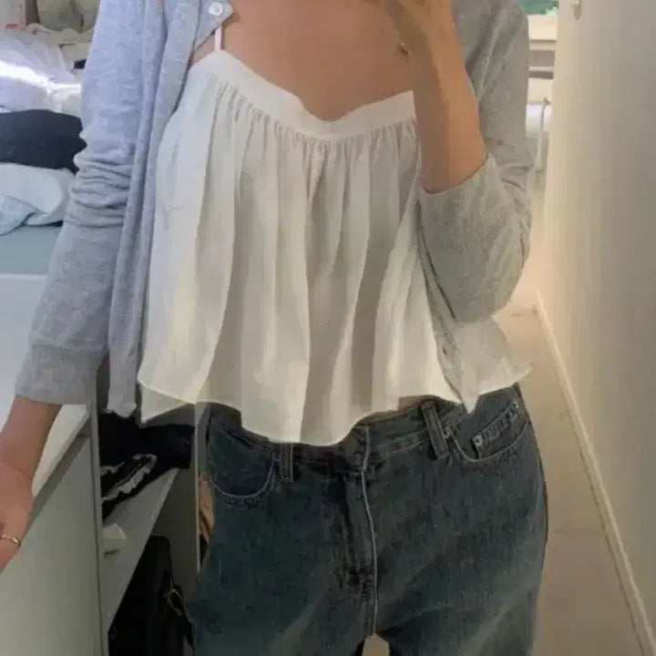 [BUNJANG] Thanat Bridge Shirring Top Blouse White / (새상품) 타낫 브리지 셔링 탑 블라우스 화이트