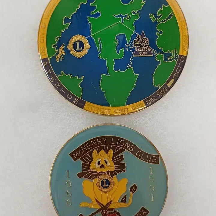 [BUNJANG] Vintage Lions Club Commemorative Pins Set / 근대사 수집 빈티지 미국 라이온스 클럽 기념 뱃지 배지 2종 기념품 패치