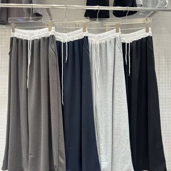 [BUNJANG] Colorblock Training Wide Long Pants (Size 55-88) / 새상품 배색 트레이닝 와이드 롱 팬츠 빅사이즈 가능 55-88