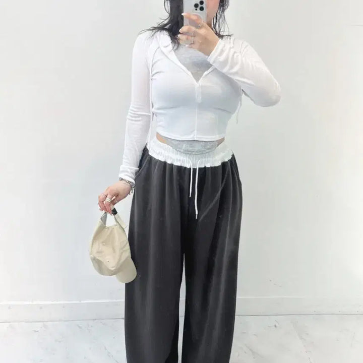 [BUNJANG] Colorblock Training Wide Long Pants (Size 55-88) / 새상품 배색 트레이닝 와이드 롱 팬츠 빅사이즈 가능 55-88