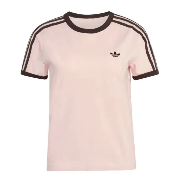 [BUNJANG] Adidas 3-Stripes Slim T-Shirt - Sandy Pink Aurora Coffee / (W) 아디다스 삼선 슬림 티셔츠 샌디 핑크 오로라 커피 - KR 사이즈