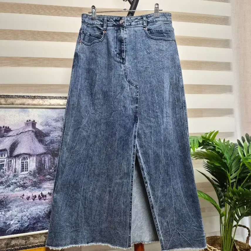 [BUNJANG] Michaa Washed Denim Long Skirt (Size 73) / 택포)it MICHAA   데님워싱롱 스커트 73