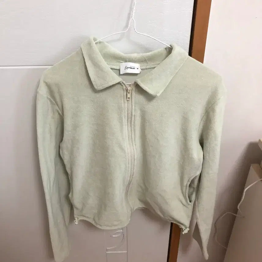 [BUNJANG] Green Melon Towel Zip-Up Shirt / 연두그린메론 타올집업