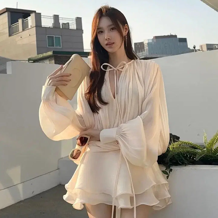 [BUNJANG] Ongnel Glitter Shirring Dress - Size S (New) / 엉넬 글리터 셔링 원피스 S 새상품