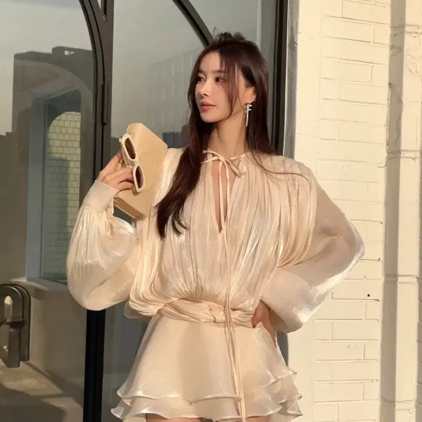 [BUNJANG] Ongnel Glitter Shirring Dress - Size S (New) / 엉넬 글리터 셔링 원피스 S 새상품