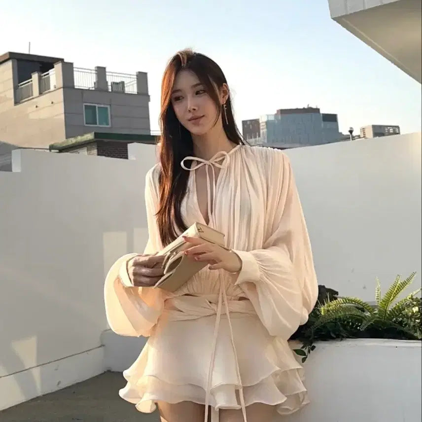 [BUNJANG] Ongnel Glitter Shirring Dress - Size S (New) / 엉넬 글리터 셔링 원피스 S 새상품