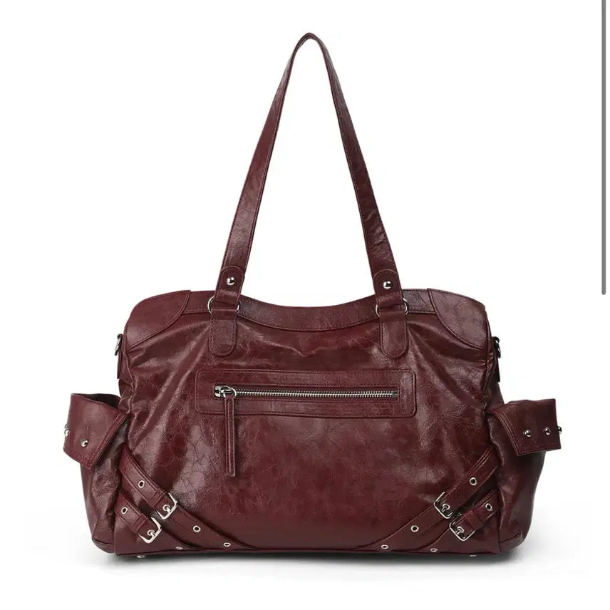 [BUNJANG] Deinet Studded Pocket Big Bag Burgundy / 다이닛 deinet 스터드 포켓 빅백 버건디