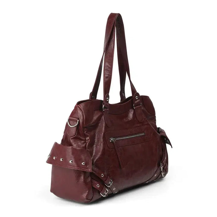 [BUNJANG] Deinet Studded Pocket Big Bag Burgundy / 다이닛 deinet 스터드 포켓 빅백 버건디