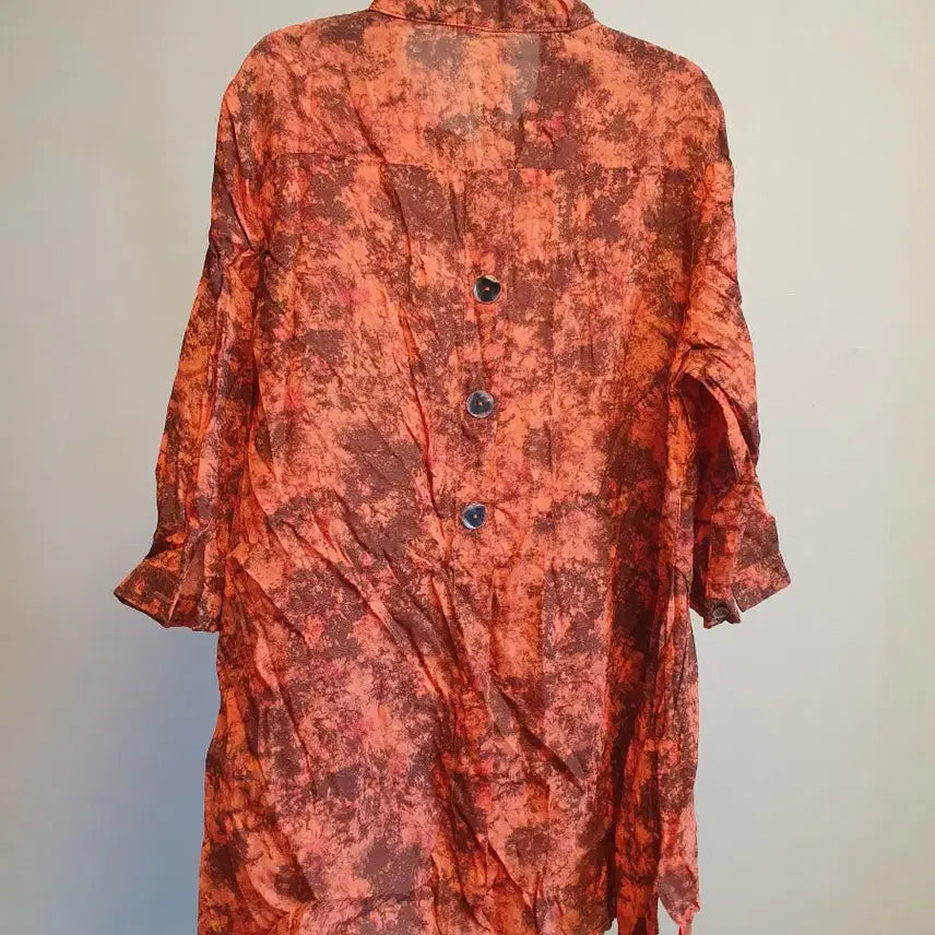 [BUNJANG] JOUVENCE Orange Brown Patterned Blouse / 오렌지색 프린트 여성 블라우스 85