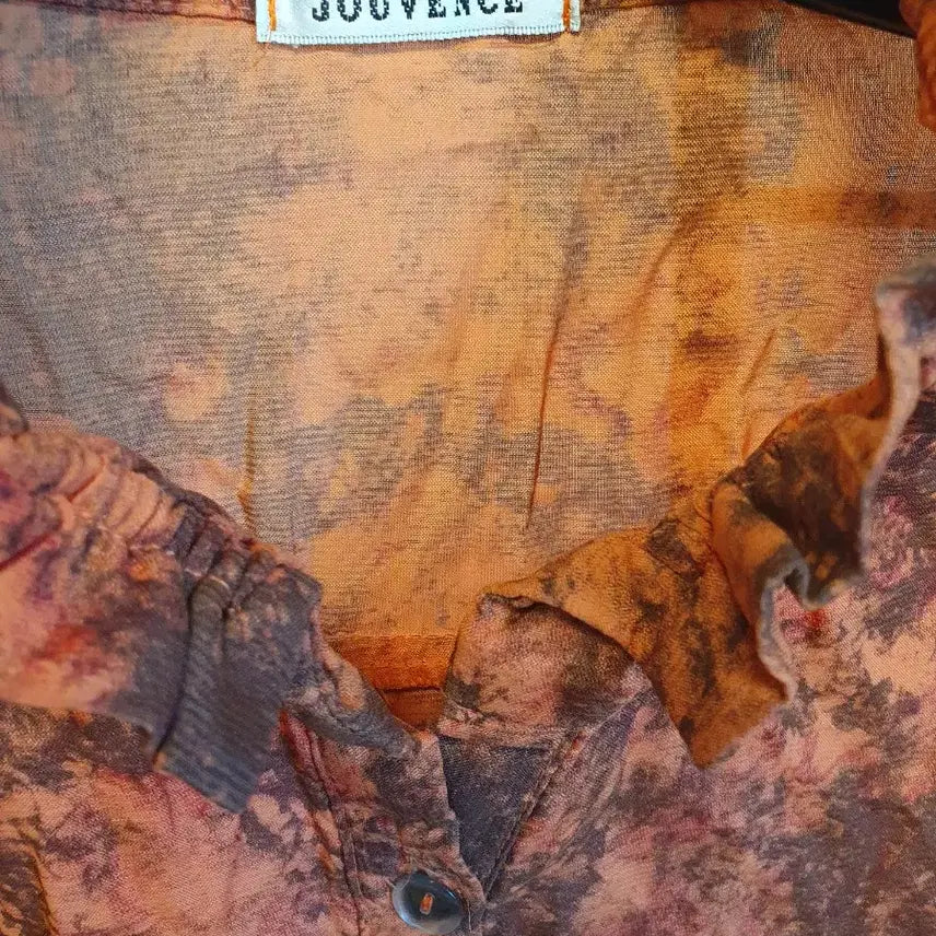[BUNJANG] JOUVENCE Orange Brown Patterned Blouse / 오렌지색 프린트 여성 블라우스 85