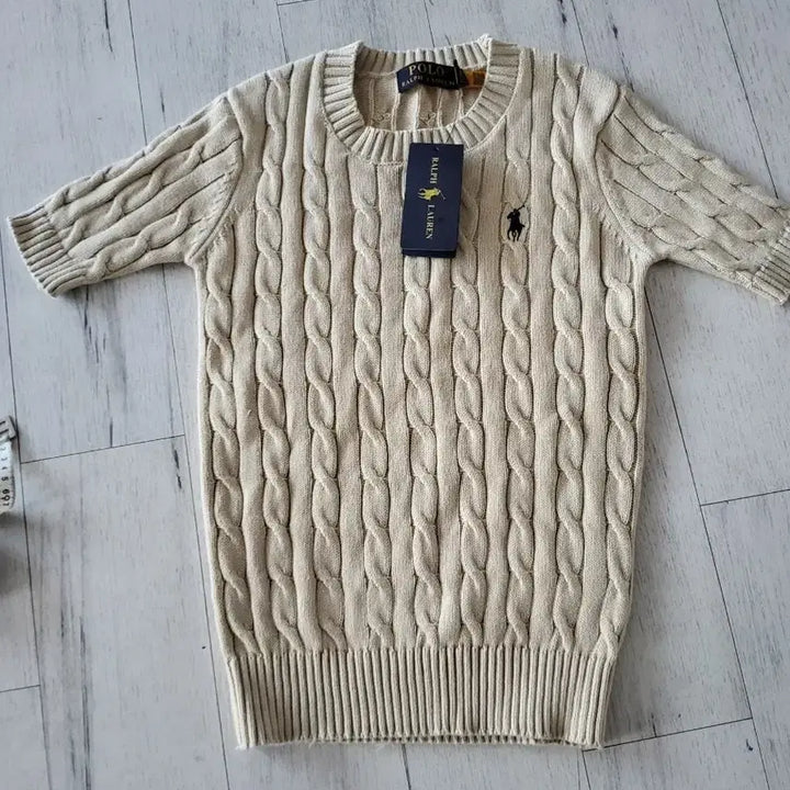 [BUNJANG] Polo Ralph Lauren Cable Knit Short Sleeve Sweater Ivory S / 폴로 랄프로렌 케이블 반팔 니트 아이보리S