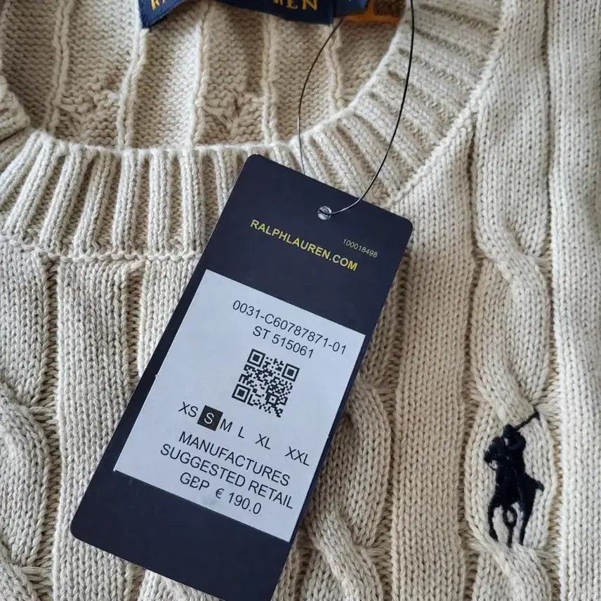 [BUNJANG] Polo Ralph Lauren Cable Knit Short Sleeve Sweater Ivory S / 폴로 랄프로렌 케이블 반팔 니트 아이보리S