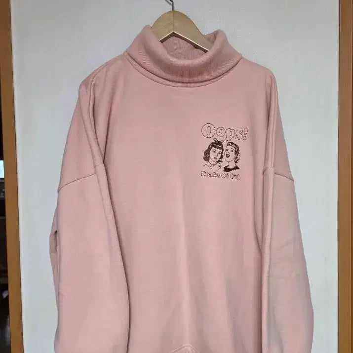[BUNJANG] Who.A.U Pink Turtleneck Sweatshirt / 후아유 목폴라 맨투맨
