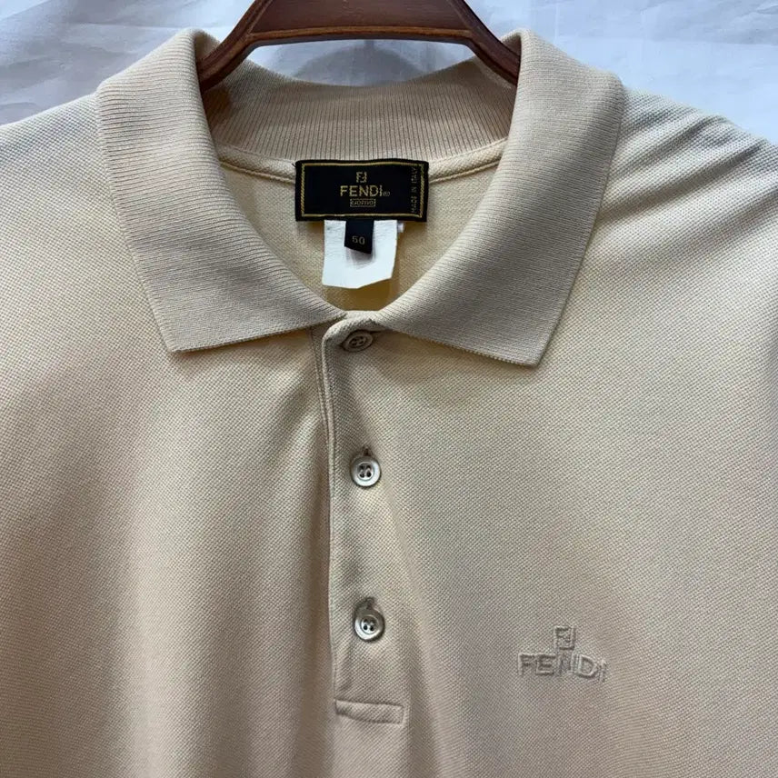 [BUNJANG] Fendi Beige Polo T-Shirt Size 50 / 펜디 베이지 카라티50/100사이즈(정품)