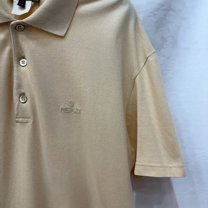 [BUNJANG] Fendi Beige Polo T-Shirt Size 50 / 펜디 베이지 카라티50/100사이즈(정품)