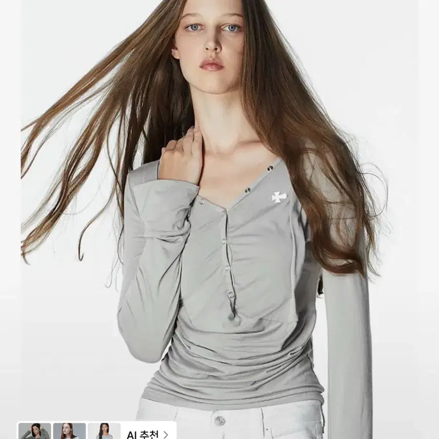[BUNJANG] Draped Henley Top (Mocha) / DRAPED HENLEY TOP (MOCHA)