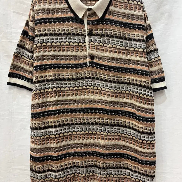 [BUNJANG] Missoni Pattern Knit Polo Shirt Size 52 (105) / 미쏘니 패턴 니트 카라티52/105사이즈(정품)