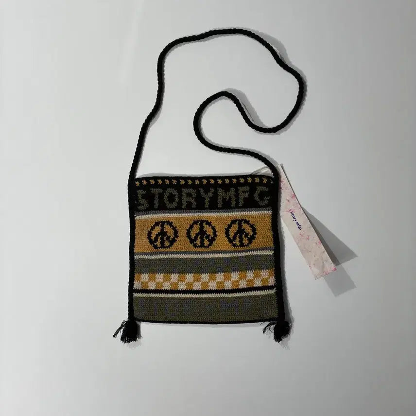 [BUNJANG] STORY MFG Stash Bag Mustard Peace Hand Crocheted / STORY MFG 스토리MFG 스태쉬 백 머스타드 피스 핸드 크로셰
