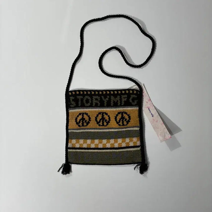 [BUNJANG] STORY MFG Stash Bag Mustard Peace Hand Crocheted / STORY MFG 스토리MFG 스태쉬 백 머스타드 피스 핸드 크로셰