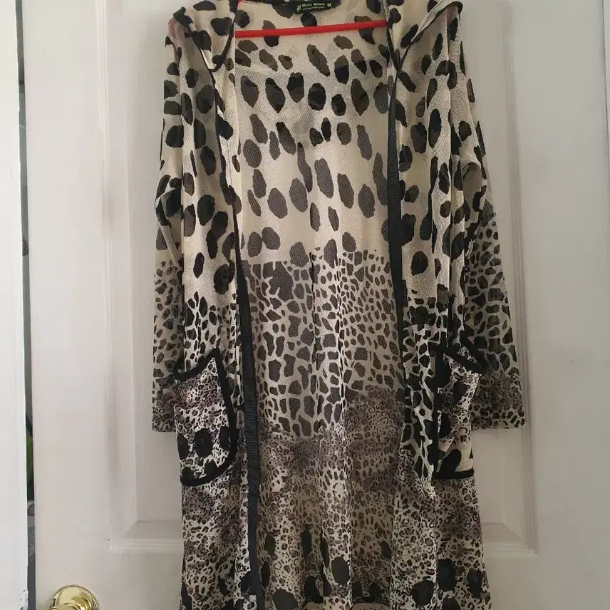 [BUNJANG] Montemilano Leopard Print Hooded Zip-Up Cardigan M / 몬테밀라노 레오파드 후드 집업 가디건 M