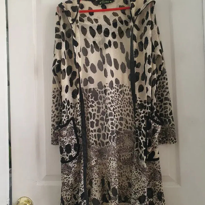 [BUNJANG] Montemilano Leopard Print Hooded Zip-Up Cardigan M / 몬테밀라노 레오파드 후드 집업 가디건 M