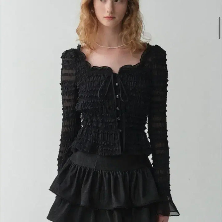 [BUNJANG] Ploom Ruffle Cardigan S Black / 플로움 러플 가디건 S 새상품(Breeze Ruffle Cardigan