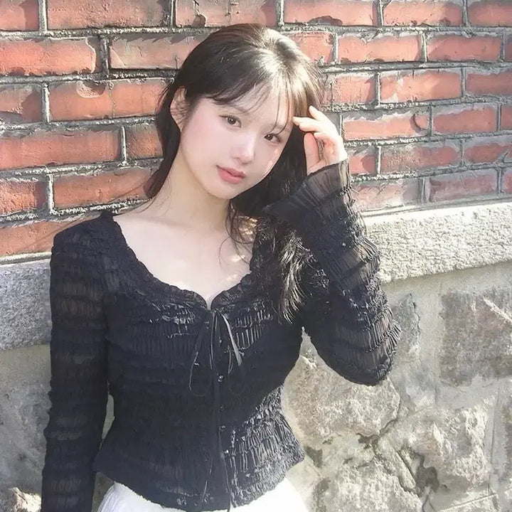 [BUNJANG] Ploom Ruffle Cardigan S Black / 플로움 러플 가디건 S 새상품(Breeze Ruffle Cardigan