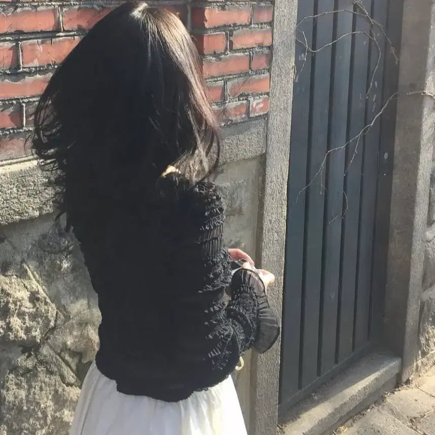 [BUNJANG] Ploom Ruffle Cardigan S Black / 플로움 러플 가디건 S 새상품(Breeze Ruffle Cardigan
