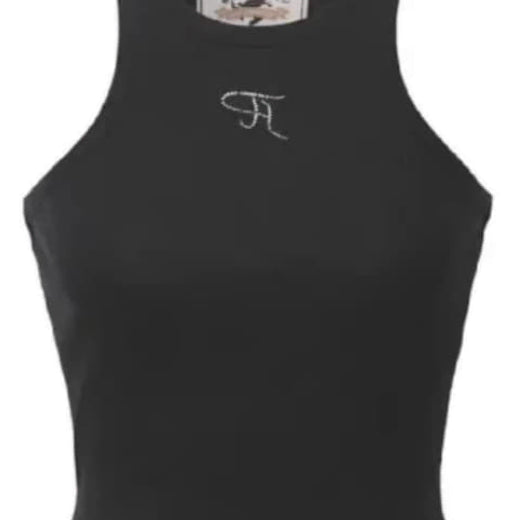 [BUNJANG] Threetimes Jewelry Tank Top Crop Length Black / 쓰탐 Jewelry Tank Top Crop Length (BLACK)