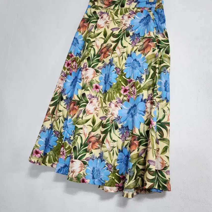 [BUNJANG] Agidor 2023 Linen Rayon Floral Long Skirt / 에이지도르2023린넨레이온 플라워 롱스커트55반~66