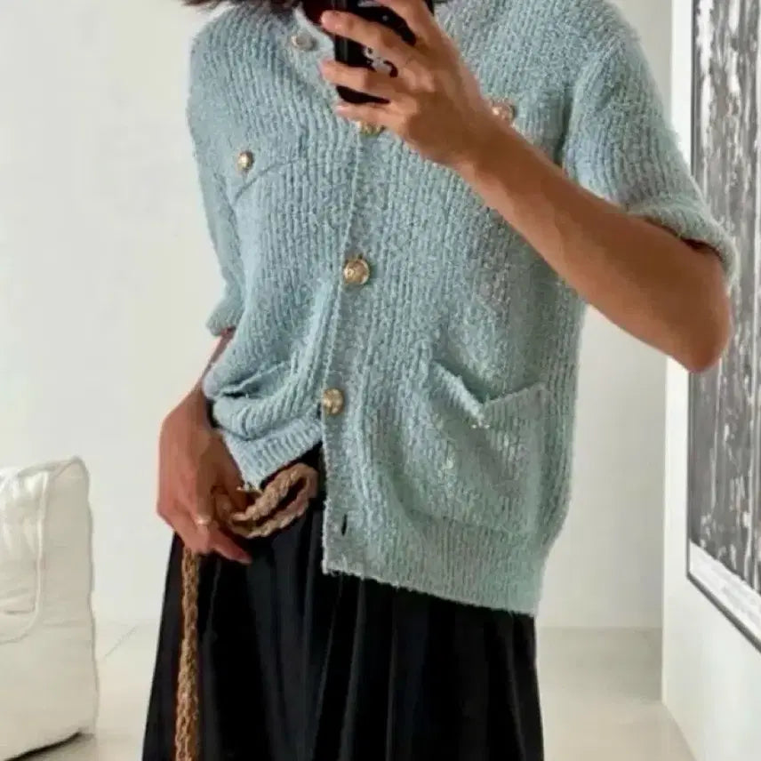 [BUNJANG] J.CHUNG Mint Tweed Cardigan / 제이청 민트 가디건