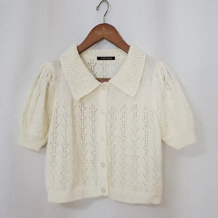 [BUNJANG] Plastic Island Shirring Puff Sleeve Knit Cardigan / (새제품)플라스틱아일랜드 니트가디건 free 2024년식