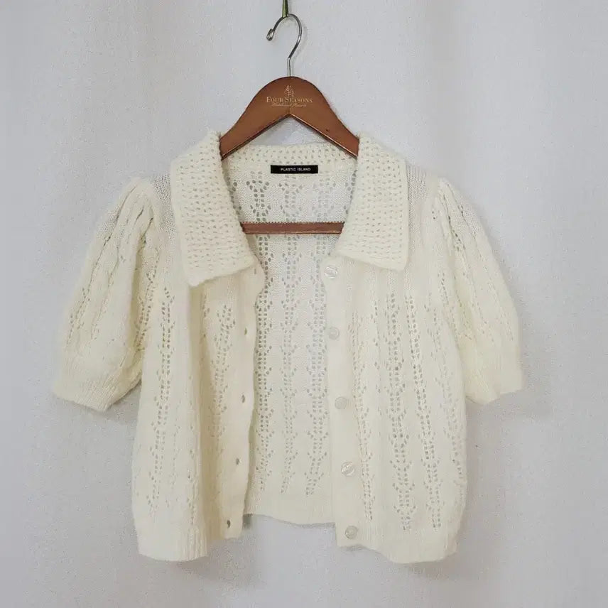 [BUNJANG] Plastic Island Shirring Puff Sleeve Knit Cardigan / (새제품)플라스틱아일랜드 니트가디건 free 2024년식