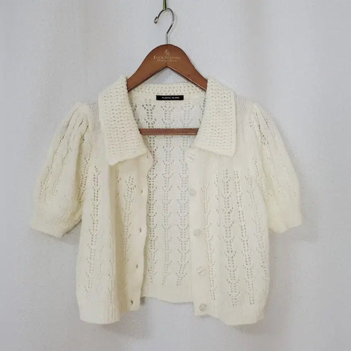 [BUNJANG] Plastic Island Shirring Puff Sleeve Knit Cardigan / (새제품)플라스틱아일랜드 니트가디건 free 2024년식