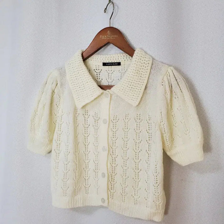 [BUNJANG] Plastic Island Shirring Puff Sleeve Knit Cardigan / (새제품)플라스틱아일랜드 니트가디건 free 2024년식