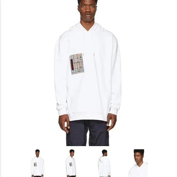 [BUNJANG] Burberry Check Pocket Hoodie White / 110) 버버리 체크포켓 후드티