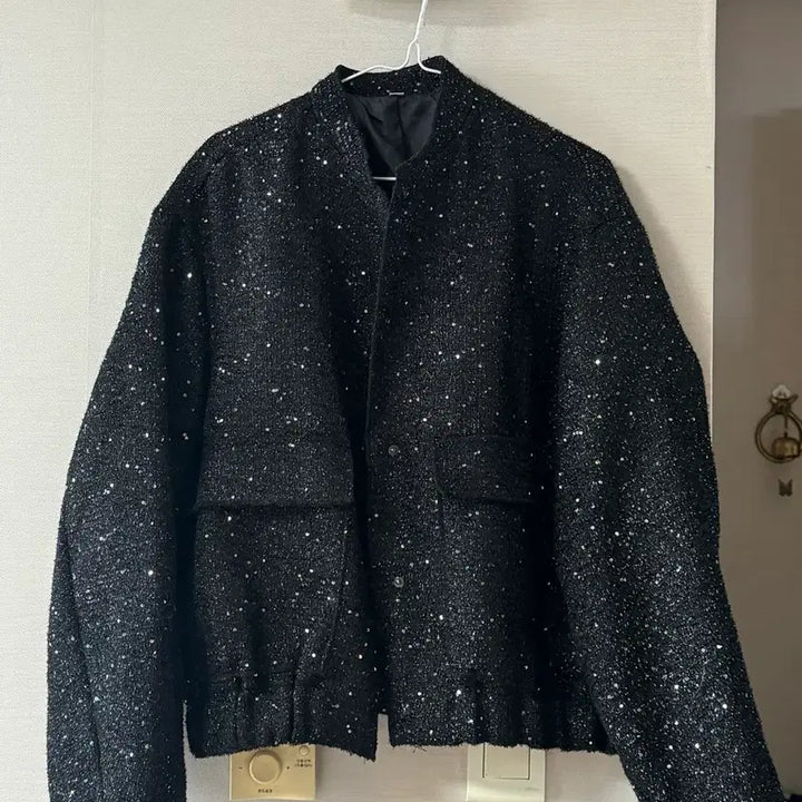 [BUNJANG] Sequined Tweed Jacket Black M / (미착용) 수입의류 블랙 스팽글 트위드 자켓 판매 M