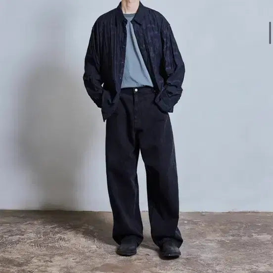 [BUNJANG] Road Zonegrey Volume Denim Pants Black Washed / L] 로드존그레이 볼륨 데님 팬츠 블랙 워시드