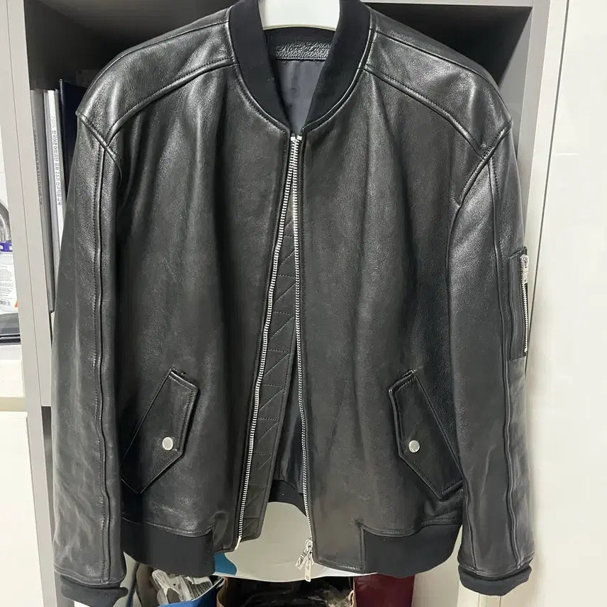 [BUNJANG] Noir Larmes Leather Ma-1 Jacket / 느와르 라르메스 레더 Ma-1 46