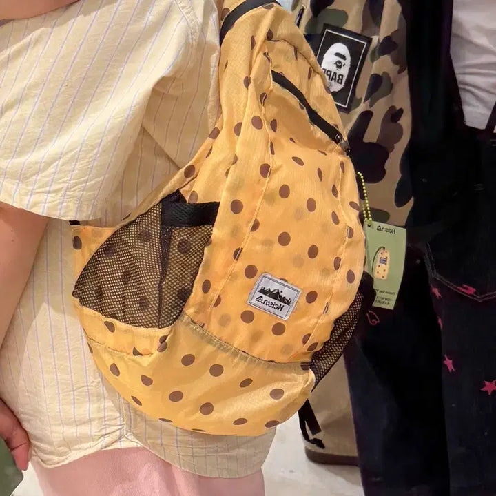 [BUNJANG] Haisan Yellow Dot Pocket Backpack / 하이산 포켓백 옐로우 도트 새상품