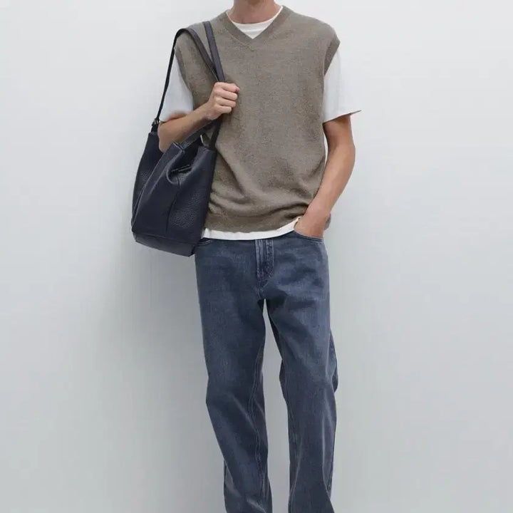 [BUNJANG] Massimo Dutti Wool Cashmere V-Neck Vest Khaki / 마시모두띠 울 캐시미어 브이넥 베스트 카키
