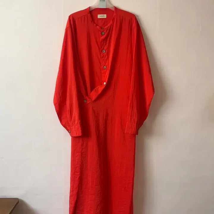 [BUNJANG] Lemaire Twisted Shirt Dress Vermillion Red FR36 / [FR36] 르메르 LEMAIRE 트위스티드 셔츠 드레스